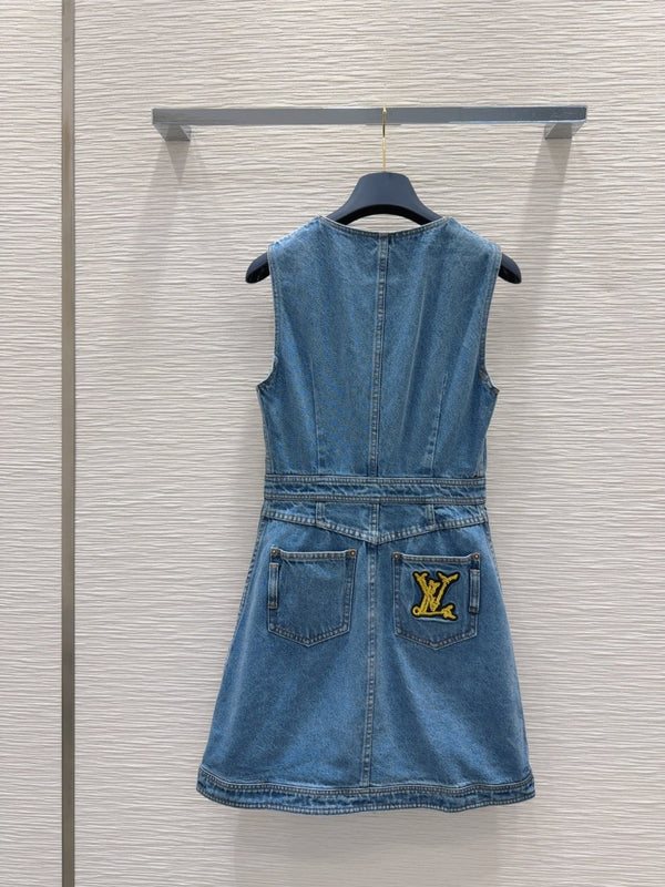 LV 25 Denim Dress With Pocket Blue Cotton