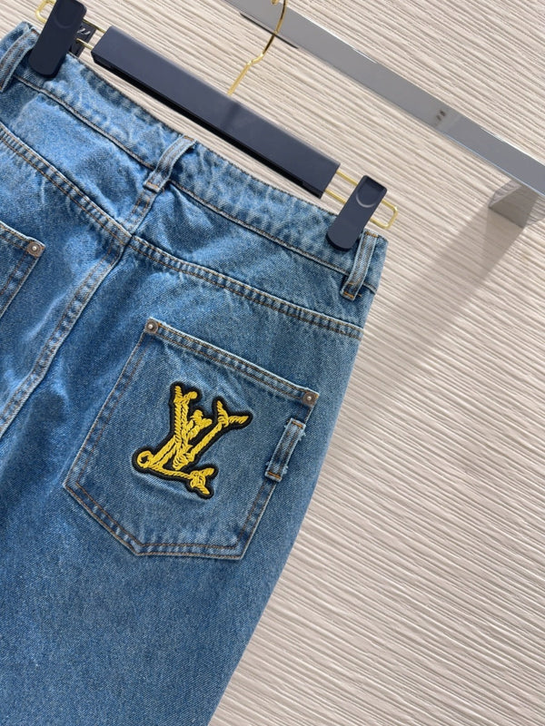 LV 25 Skinny Jeans Blue Cotton