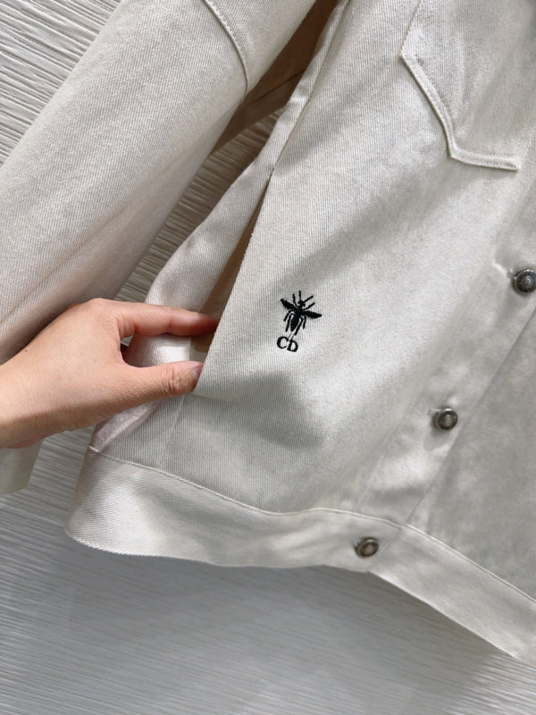 CD 2025 Hoodie Jacket Light Beige Cotton