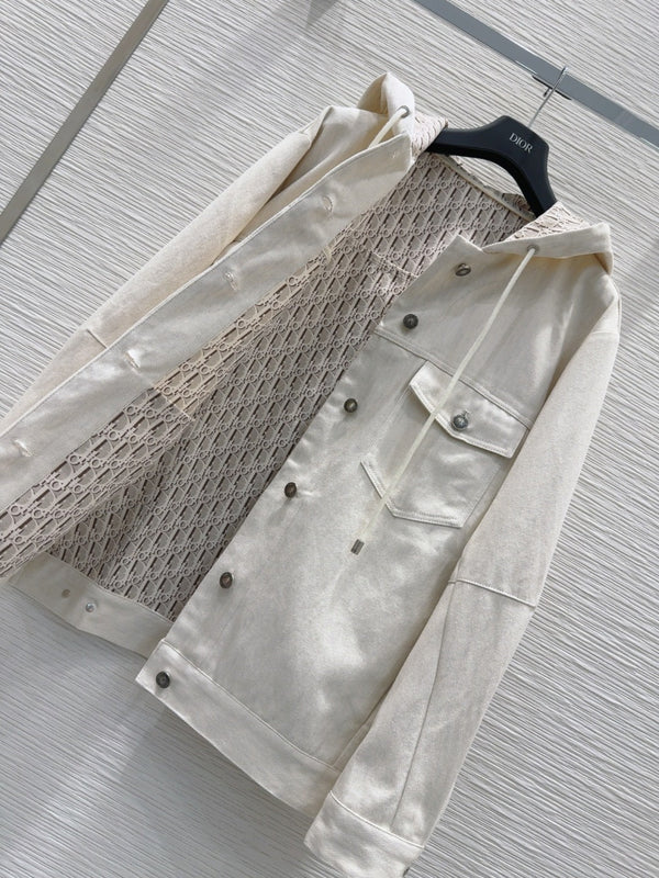 CD 2025 Hoodie Jacket Light Beige Cotton