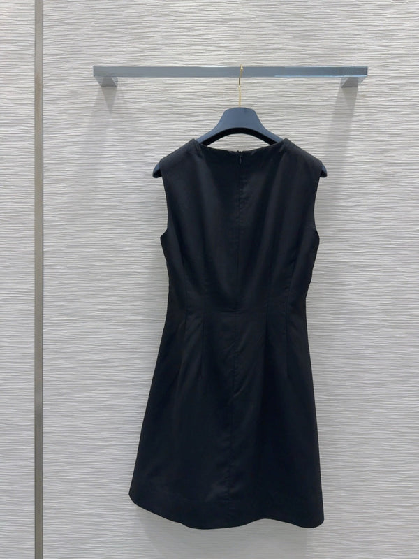 LV 25 Flower Vest Dress Black Tencel