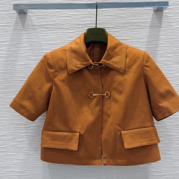 Gucci 2025 Short-sleeved Jacket Brown Polyester Fiber
