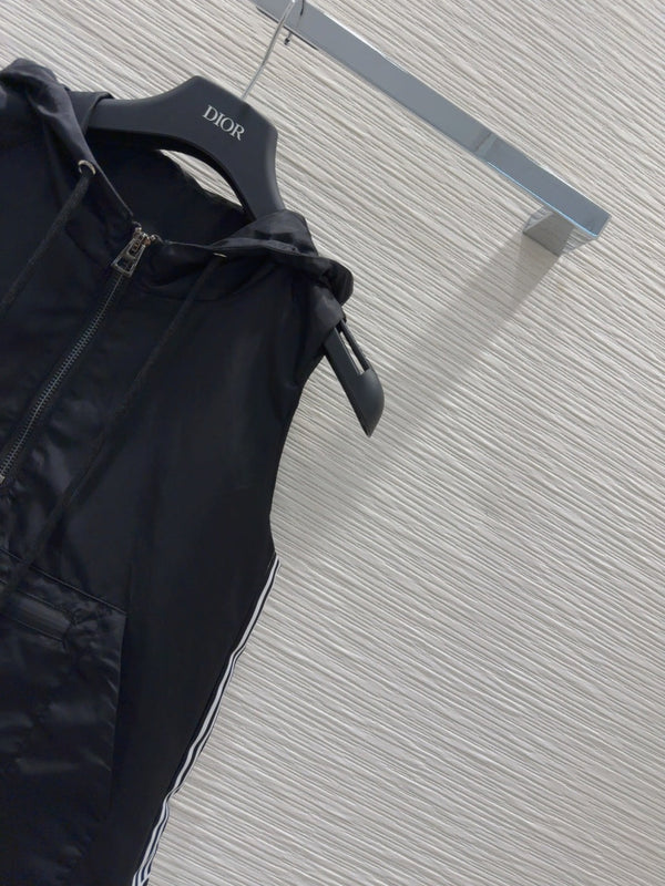CD 2025 Hooded Vest Dress Black Polyester