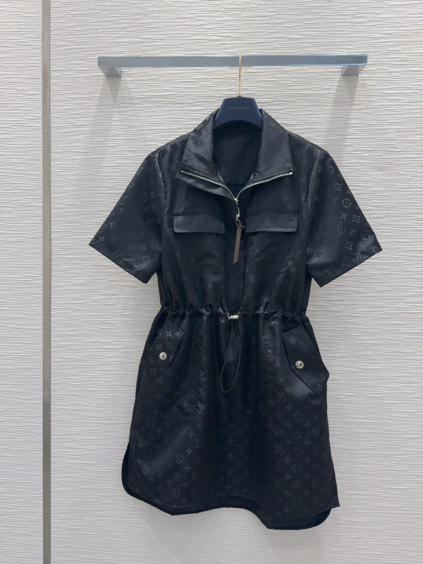 LV 25 Elastic Waist Dress Black Polyester