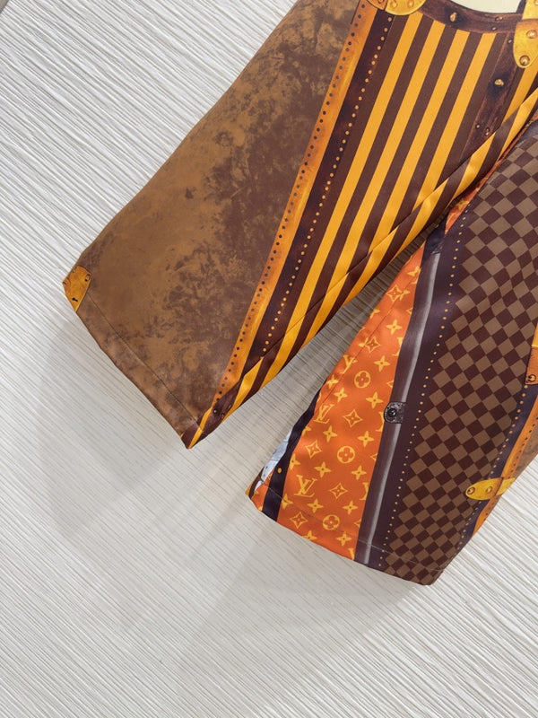 LV 25 Retro Elegant Trousers Multicolor Polyester