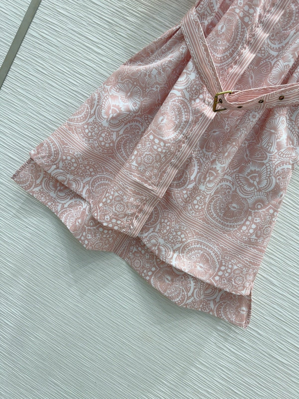 CD 2025 Robe Courte Fleurie Coton Rose