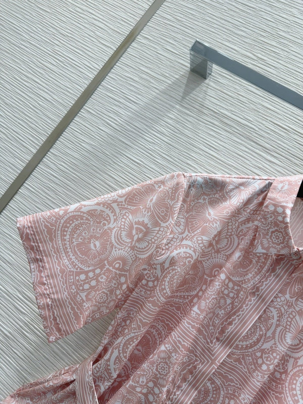 CD 2025 Robe Courte Fleurie Coton Rose