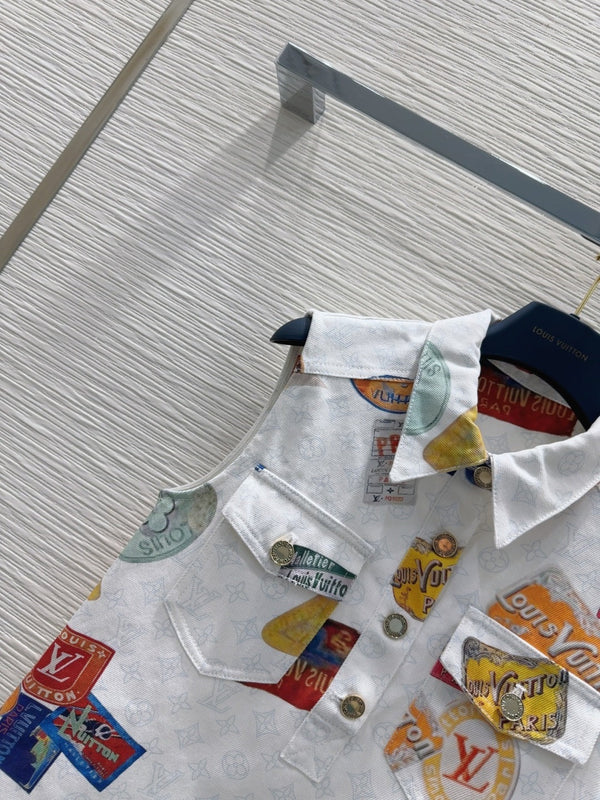 LV 25 Unique Logo Dress Multicolor Cotton