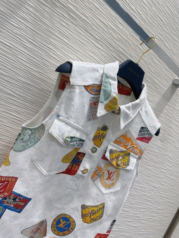 LV 25 Unique Logo Dress Multicolor Cotton