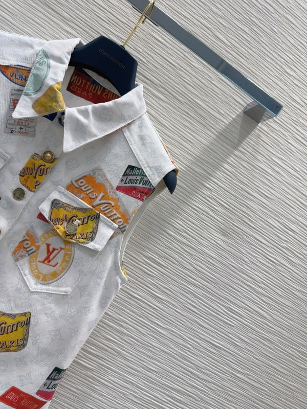 LV 25 Unique Logo Dress Multicolor Cotton