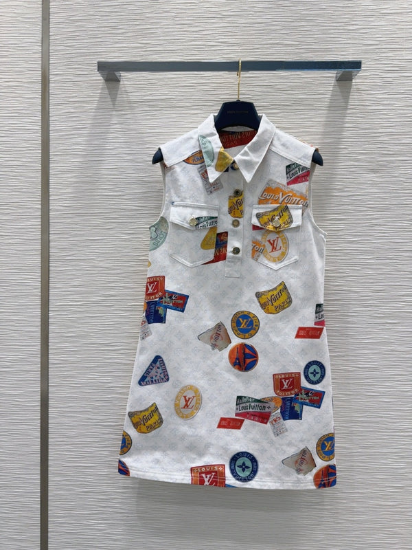 LV 25 Unique Logo Dress Multicolor Cotton