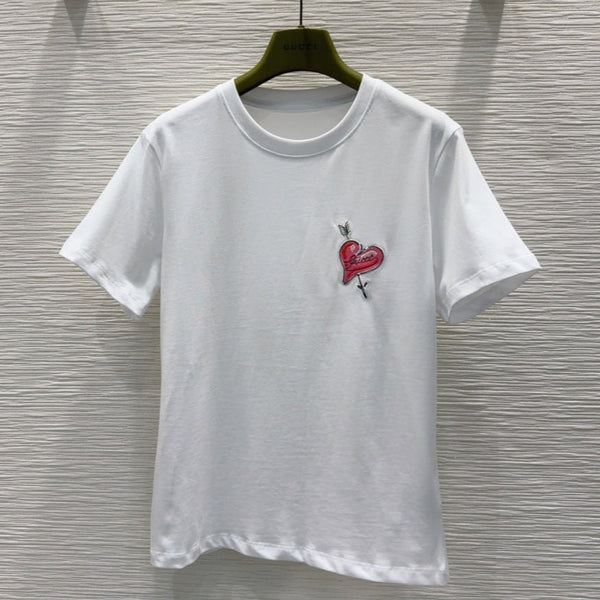 Gucci 2025 Heart T-shirt White Cotton