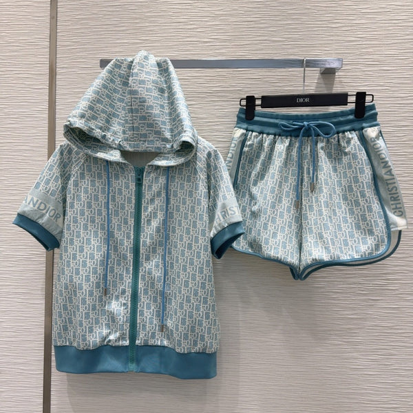 CD 25 Set Blue-Green and Beige Cotton