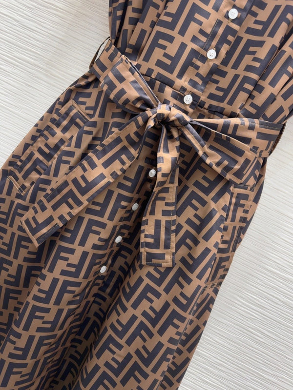Fendi 2025 Shirt Dress Brown Black Viscose