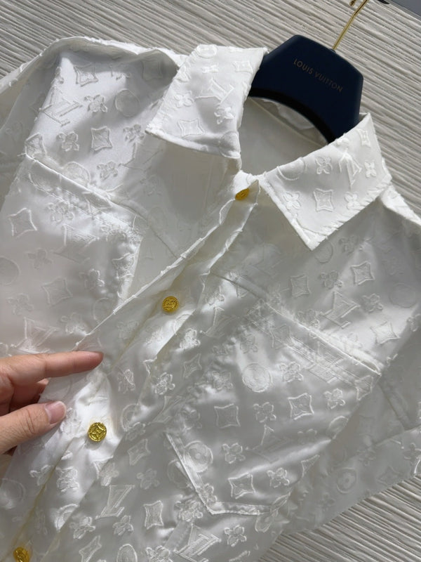 LV 25S Classic Stylish Dress White Polyester