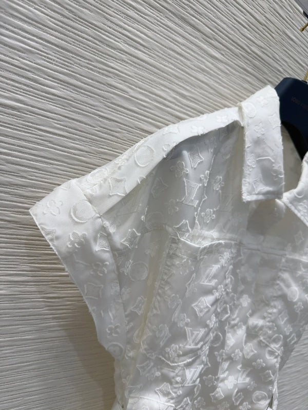 LV 25S Classic Stylish Dress White Polyester