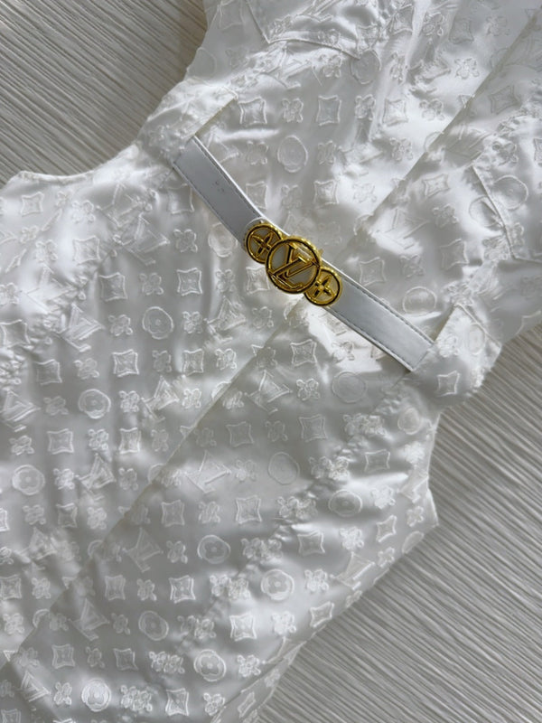 LV 25S Classic Stylish Dress White Polyester
