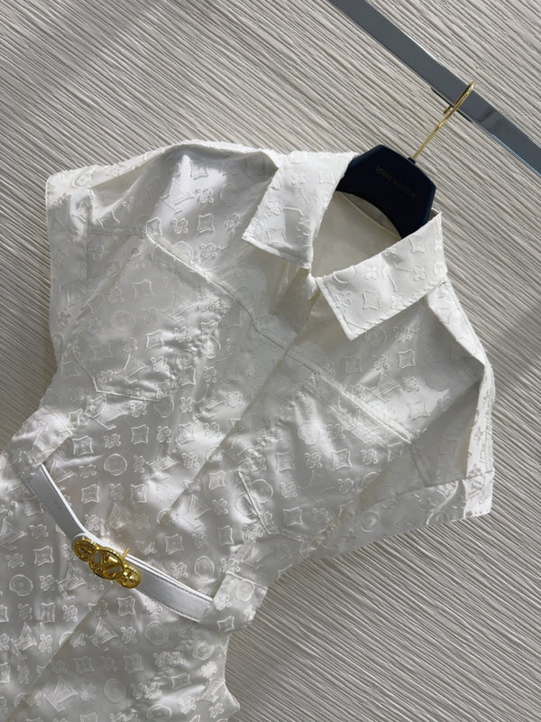LV 25S Classic Stylish Dress White Polyester