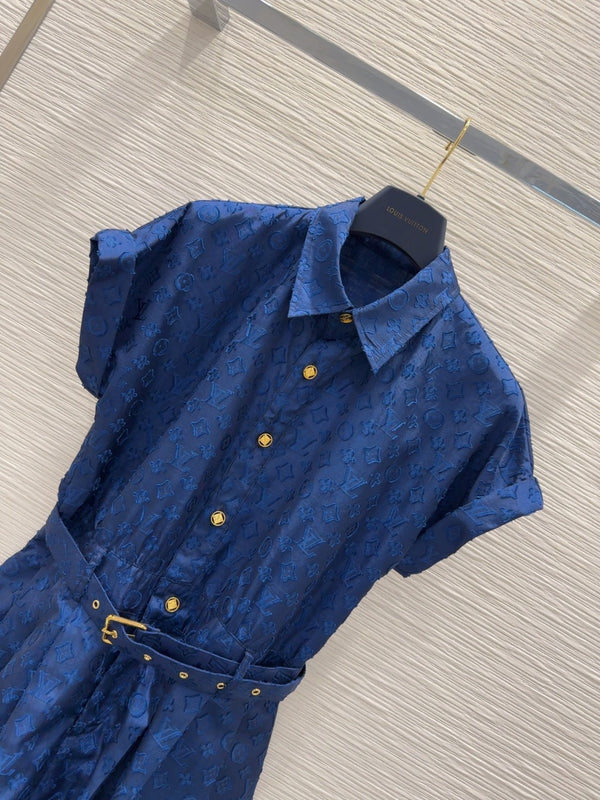 LV 25S Classic Stylish Dress Blue Polyester