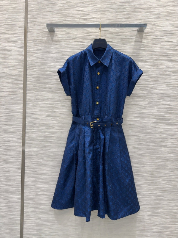 LV 25S Classico Elegante Abito Blu Poliestere