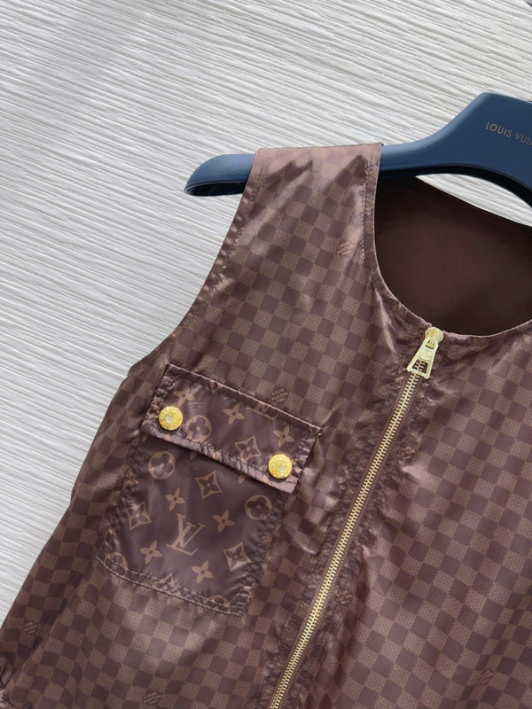 LV 25 Elegant Vest Dress Brown Polyester
