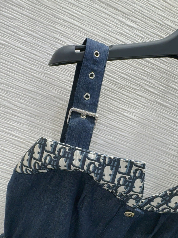 CD 25 Denim Suspender Dress Blue Cotton