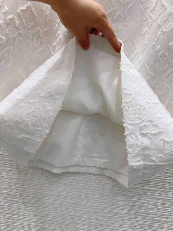 LV 25S Back Zipper Cute Vest Dress White Cotton