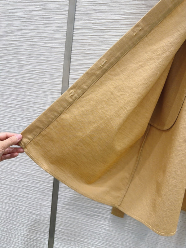 YSL 2025 Shirt Dress Beige Flax Cotton