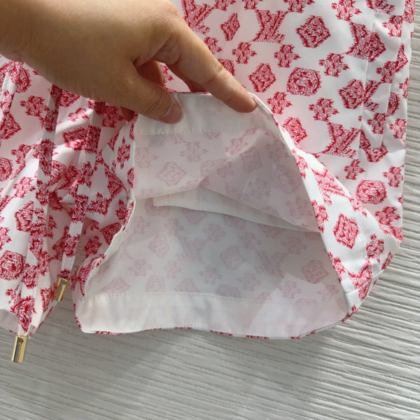 LV 25 Classic Flower Shorts Pink White Poliester