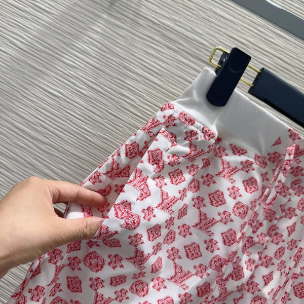 LV 25 Classic Flower Shorts Pink White Poliester