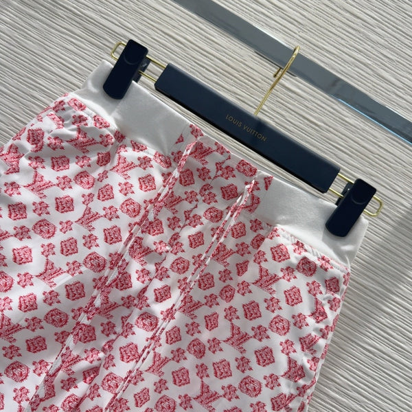 LV 25 Classic Flower Shorts Pink White Poliester