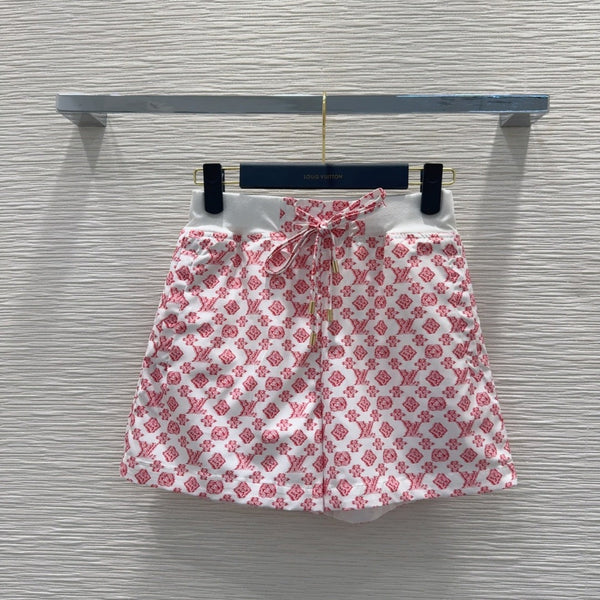 LV 25 Classic Flower Shorts Pink White Poliester