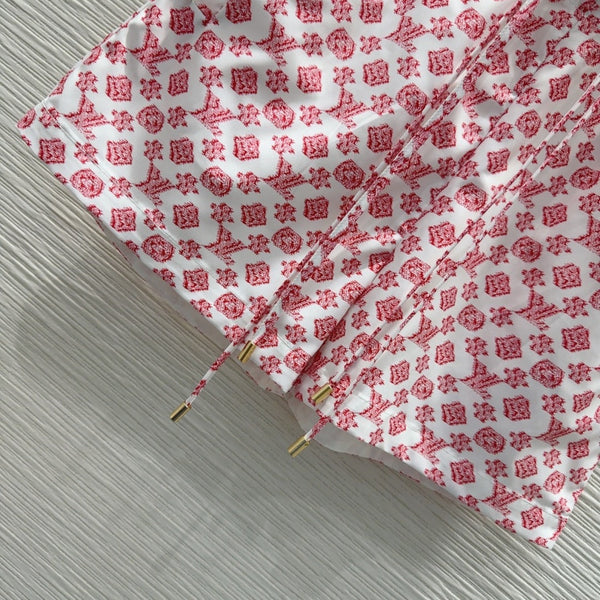 LV 25 Classic Flower Shorts Pink White Poliester