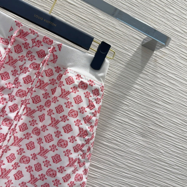 LV 25 Classic Flower Shorts Pink White Poliester