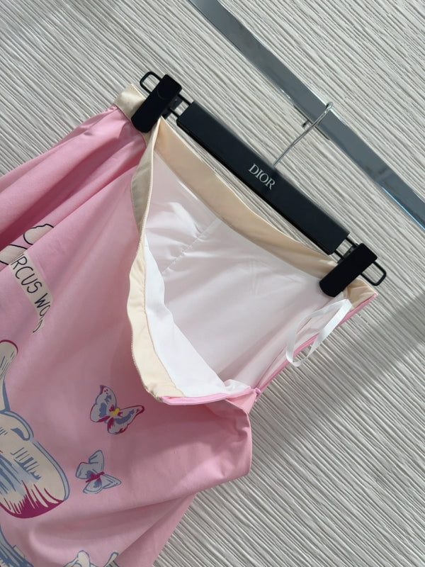 CD 25 Jupe longue rose couleurs mélangées polyester