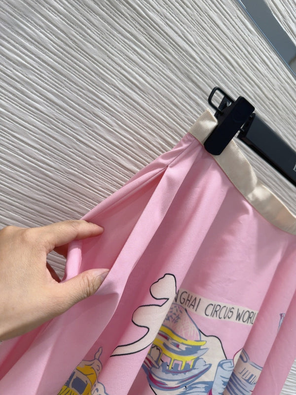 CD 25 Jupe longue rose couleurs mélangées polyester