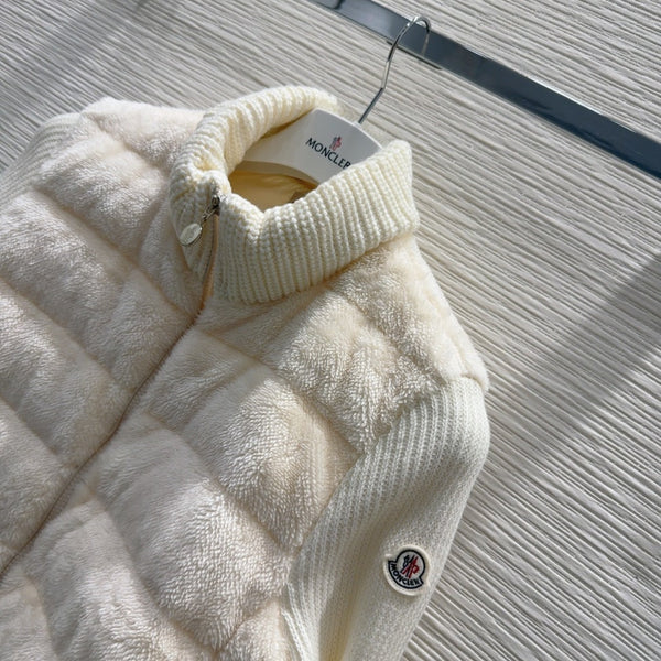 Moncler 25 Jacket White Rabbit Fur Mix Wool