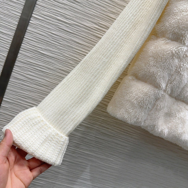 Moncler 25 Jacket White Rabbit Fur Mix Wool