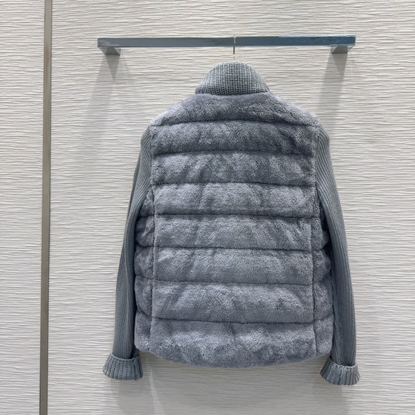 Moncler 25 Jacket Grey Rabbit Fur Mix Wool