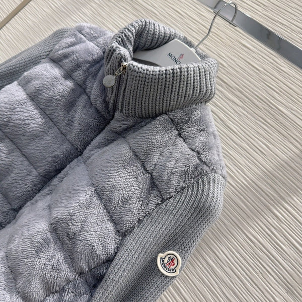 Moncler 25 Jacket Grey Rabbit Fur Mix Wool