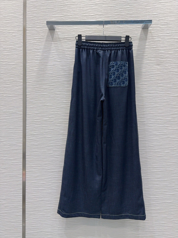 CD Wide-Leg Drawstring Dark Blue Polyester Viscose 351281