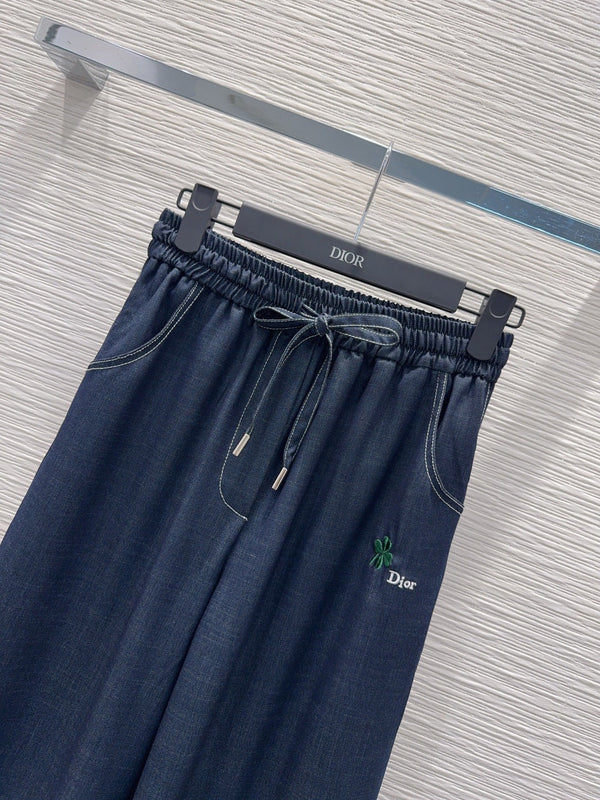 CD Wide-Leg Drawstring Dark Blue Polyester Viscose 351281