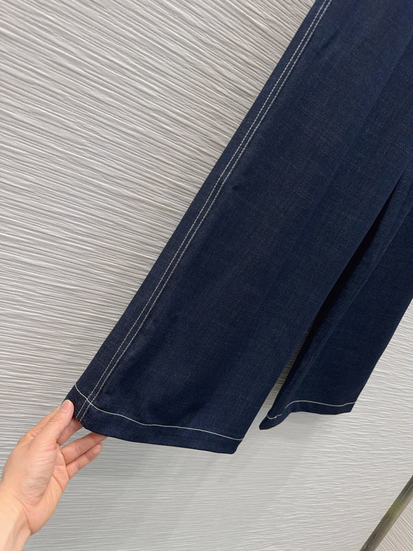 CD Wide-Leg Drawstring Dark Blue Polyester Viscose 351281