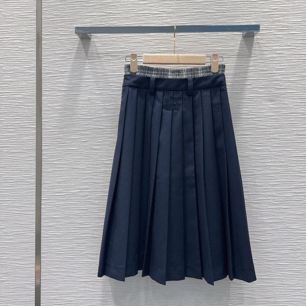Miu PE26 Ensemble Polo Jupe plissée Bleu Marine Polyester Coton 351275