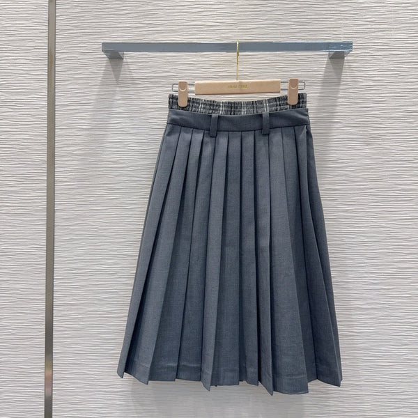 Miu PE26 Ensemble Polo Jupe plissée Blanc Gris Anthracite Polyester Coton 351269