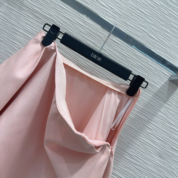 CD Flared Miniskirt Pink Wool and Silk 394955