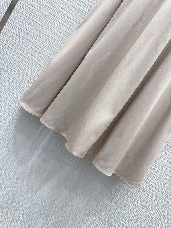 Miu 26s Vest Dress Light Taupe White Cotton 394974