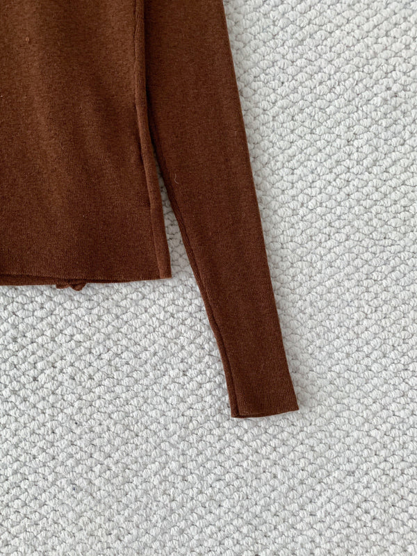 Miu 26s Cardigan Brown Cashmere Silk 380641
