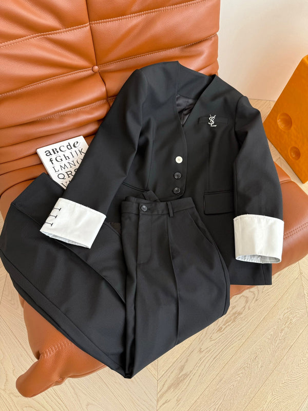 Completo completo con scollo a V YSL 25 in poliestere nero