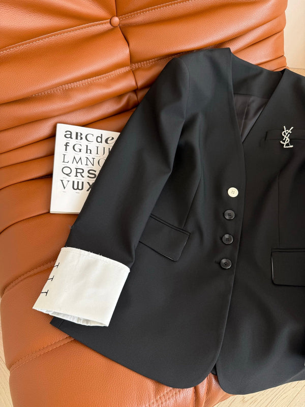 Completo completo con scollo a V YSL 25 in poliestere nero
